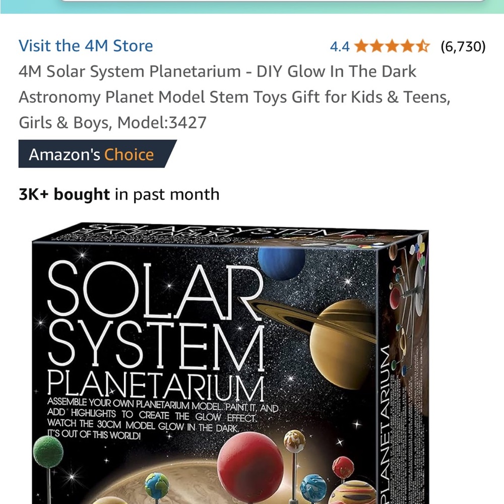 NWT solar system planetarium kit Glow-in-the-dark. Amazon‘s choice product.